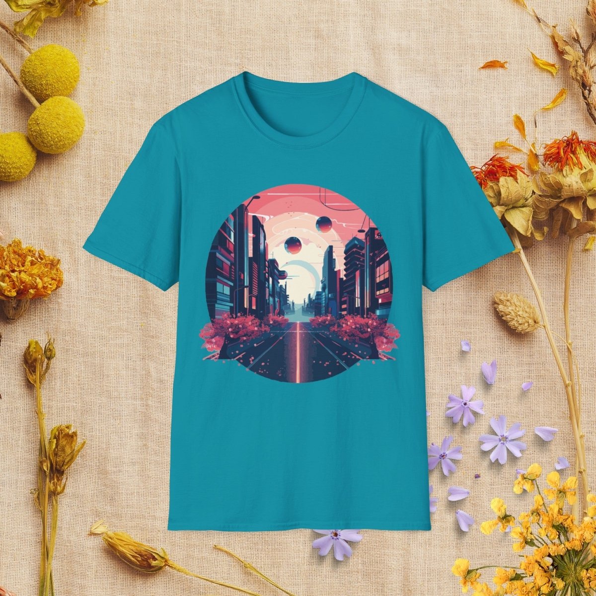 Cyber Bloom Street - Unisex Softstyle T - Shirt - Joyed Dot Store