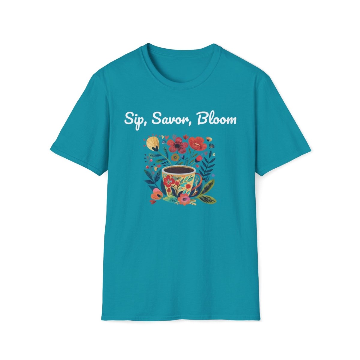 Floral Brew Delight - Unisex Softstyle T - Shirt - Joyed Dot Store