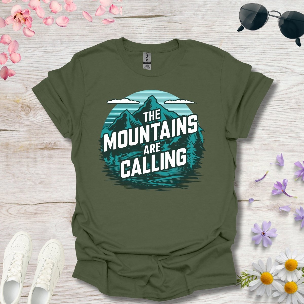 The Mountains are Calling (Green) - Unisex Softstyle T - Shirt - Joyed Dot Store