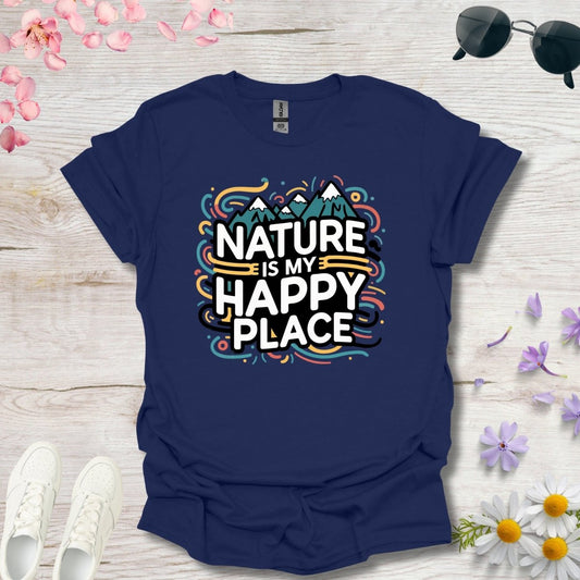 Nature is my happy place (Swirly Lines) - Unisex Softstyle T - Shirt - Joyed Dot Store